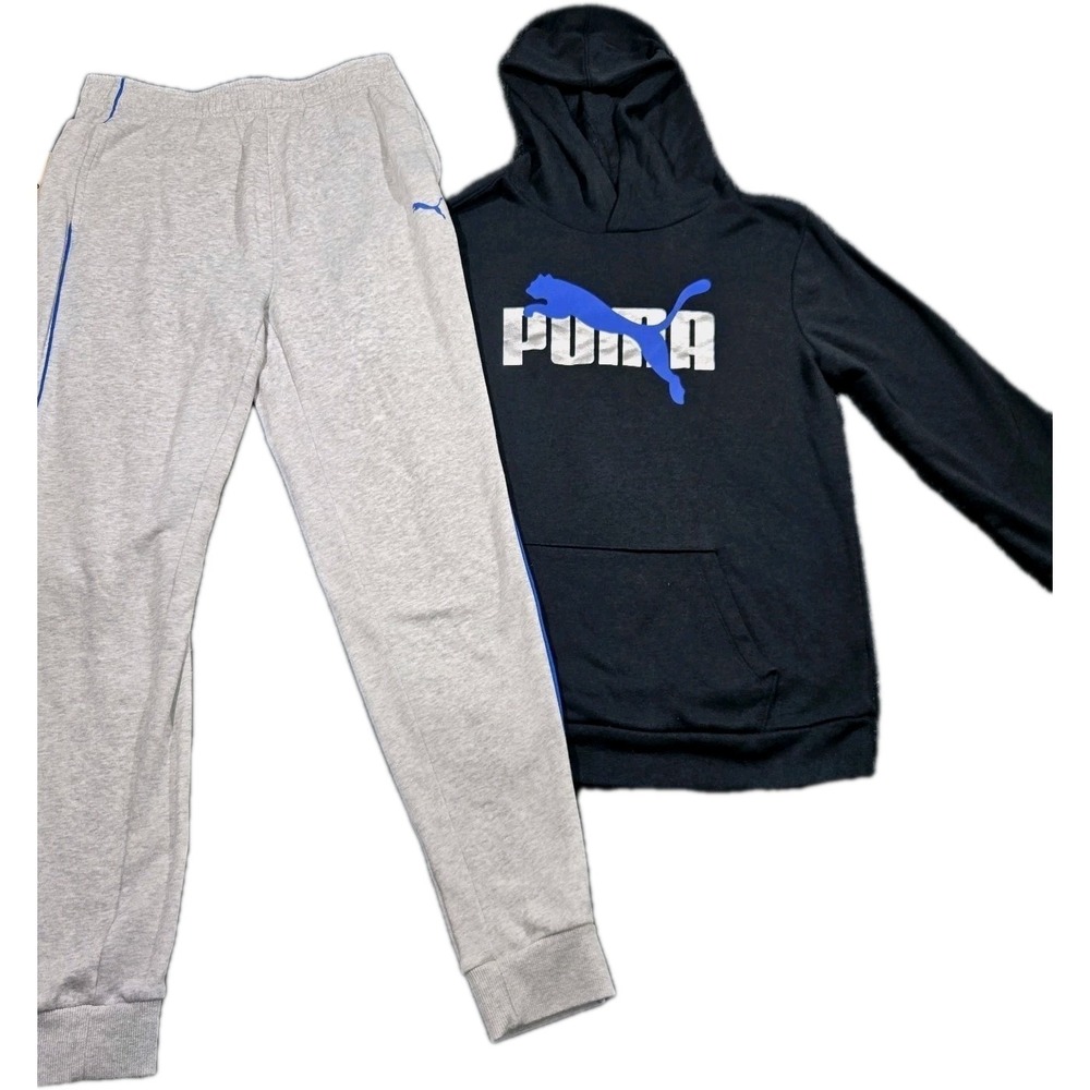 Puma‎ Youth Hoodie&Jogger Set Kids (Size XL 18/20) Black & Blue & Grey